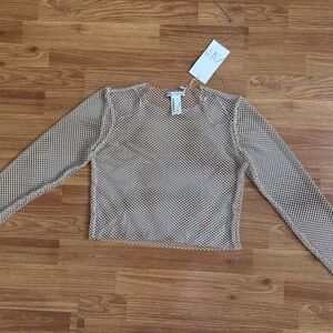 Zara NWT rhinestones mesh top, size medium.